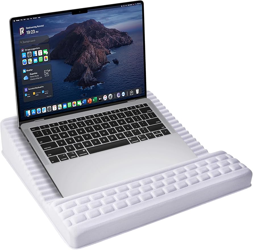 Adjustable Lap Desk with Wrist Rest, Reversible Laptop Stand | Cooling Grip Surface, Fits up to 17'' Laptop, Portable Lap Desk with Pillow Cushion, Computer Tray for Home Office, Mauve