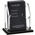 YUXUN Business Card Holder for Desk Vertical 1 Tier 1 Slot ,Black Acrylic Business Card Display Stand for Men & Women,Desktop Business Card Organizer for Office Home Exhibition, 50-60 Card Capacity