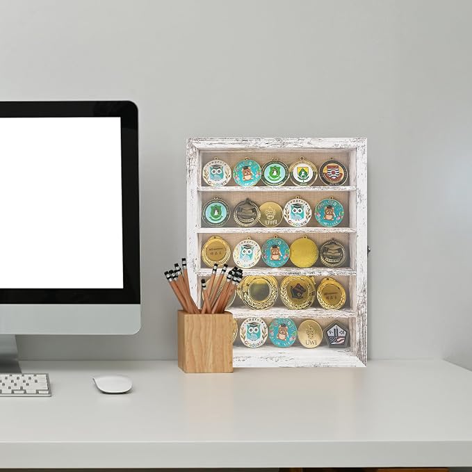 Shadow Box Frame with Removable Shelves, White 11x14 Deep Memory Box Display Case for Keepsake Collectibles, Coins Military Medals Pins Wedding Flowers
