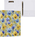 Watercolor Floral Hard Cover Ring Binder 1.5 Inch 3 Ring, Printed Ring Binder with Metal Non-Slip Clip Clear Pocket Water Resistant Round Ring Binders for Recipe Budget Office