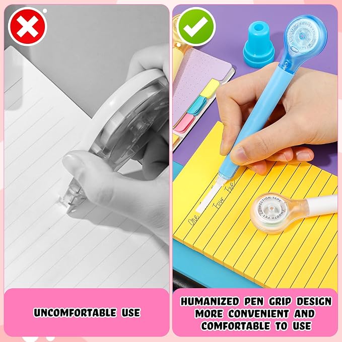 Gersoniel 50 Pack Correction Tape Pen for School Office,Bright Color