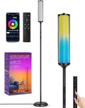 OUTON LED Floor Lamp with Remote & APP Control, Tall Standing Lamp, 16 Million Colors, 32 Scene Modes & Music Sync, Modern Corner Lamps for Living Room, Bedroom, Gaming, Black & Metal Lampshade