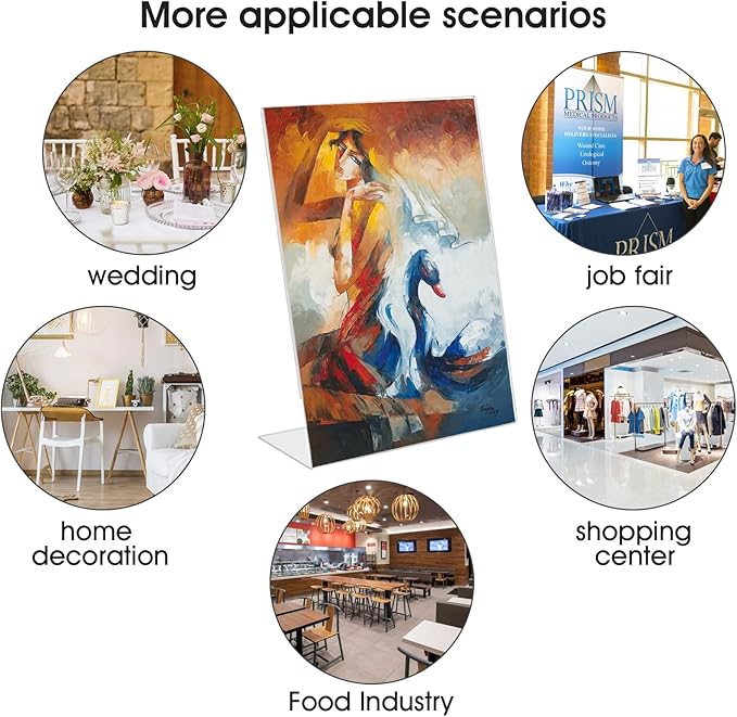 SVOPY Acrylic Sign Stand Holders - 8.5 x 11 Inches Clear Plastic Table Paper Display Stand, Suit for Displaying Posters, Picture, Flyers, Menu - 24 Pack