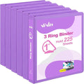 ViVin Sturdy 1 Inch D Ring Binders with 2 Pockets, 6 Pack, Purple | 3 Ring Binders with Clear View Cover, Hold 225 Sheets of US Letter Size Paper, PVC-Free for Office, Home, School