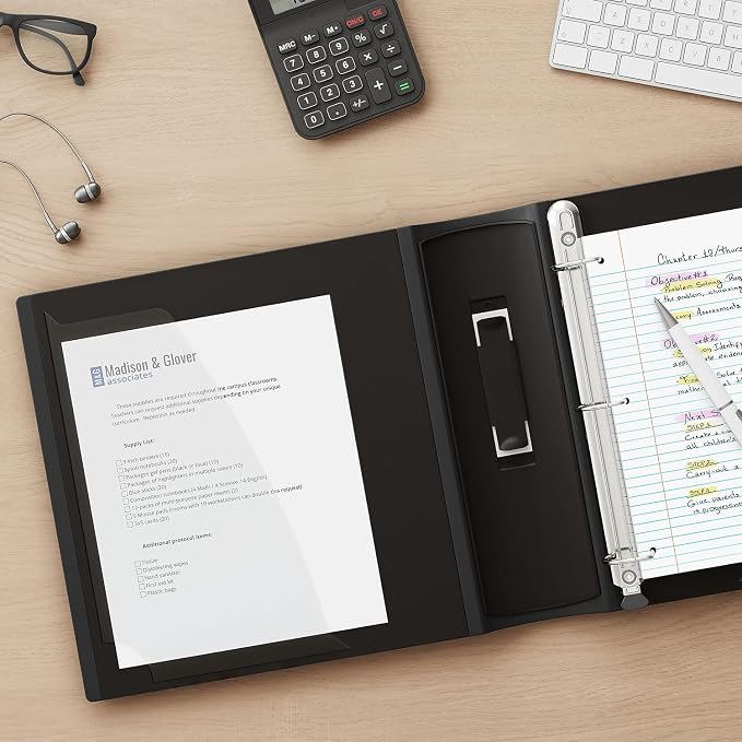 Staples Better 4-Inch D-Ring View Binder, Black, Reinforced Spine | High-capacity durable binder for everyday school and office storage.