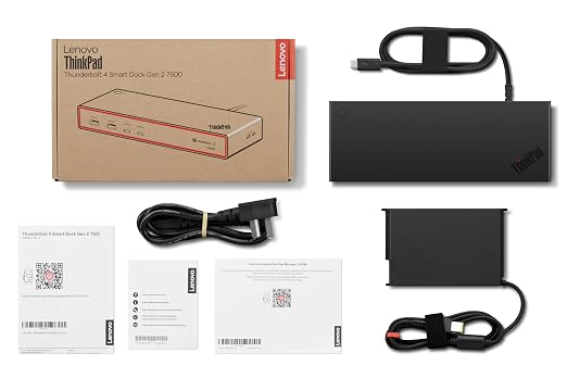 Lenovo ThinkPad Thunderbolt 4 Smart Dock Gen 2 7500, Multiple Display Support, Integrated 1M Thunderbolt 4 Cable, Remote Hardware Management, 40Gbps Data Speed, 100W Power Delivery, Black