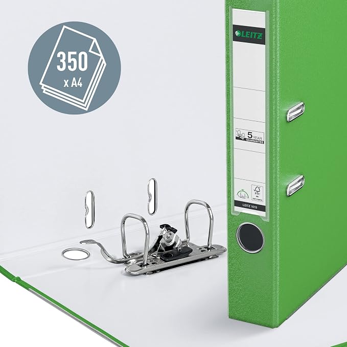 Leitz 180° Lever Arch File Plastic 50 mm - ring binders (Green, Plastic, A4)