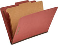 Amazon Basics Classification File Folder, 1 Divider, 2" Embedded Fasteners, Letter Size, 100% Recycled Material, Red, 10 Count