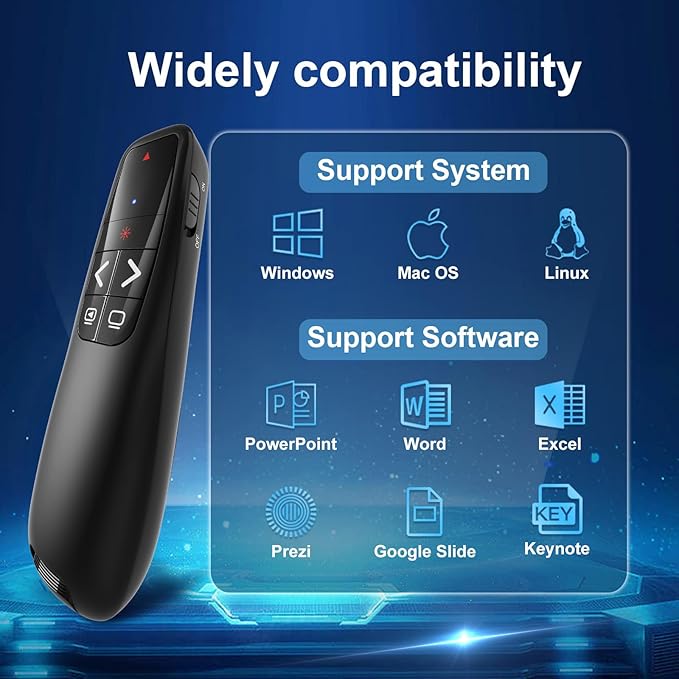 Presentation Clickers for PowerPoint, Clicker for Laptop Presentations Remote, USB Wireless Presenter Remote, Power Point Remote Clicker for Computer/Mac/PPT/Google Slide Advancer