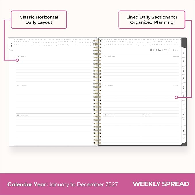 Blue Sky 2027 Weekly & Monthly Planner Calendar, 8.5"x11", Midnight Garden