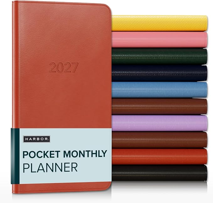 Gallery Leather Pocket Monthly Planner 2026-2027 Cambridge Burnt Orange