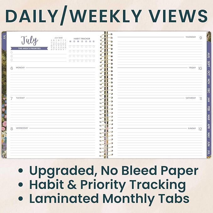 bloom daily planners 2026-2027 (8.5" x 11") Academic Year Day Planner (July 2026 - July 2027) - 13 Months Weekly & Monthly Agenda Organizer with Stickers & Tabs - Wildflower Mountainside