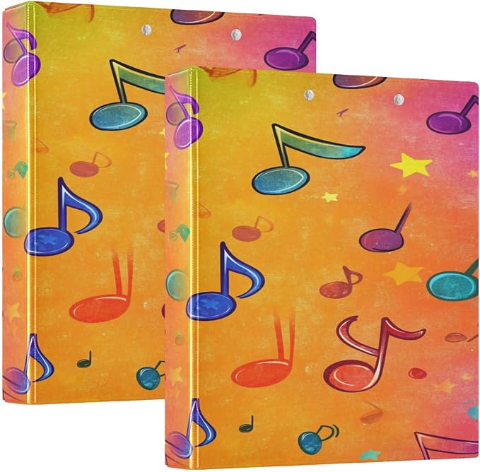 Music Themed Notes Decorative 3 Ring Binder 1.5 Inch Large View Binders with Pockets Holds 200 Sheets File Organizer for Office College School, 1 Pack