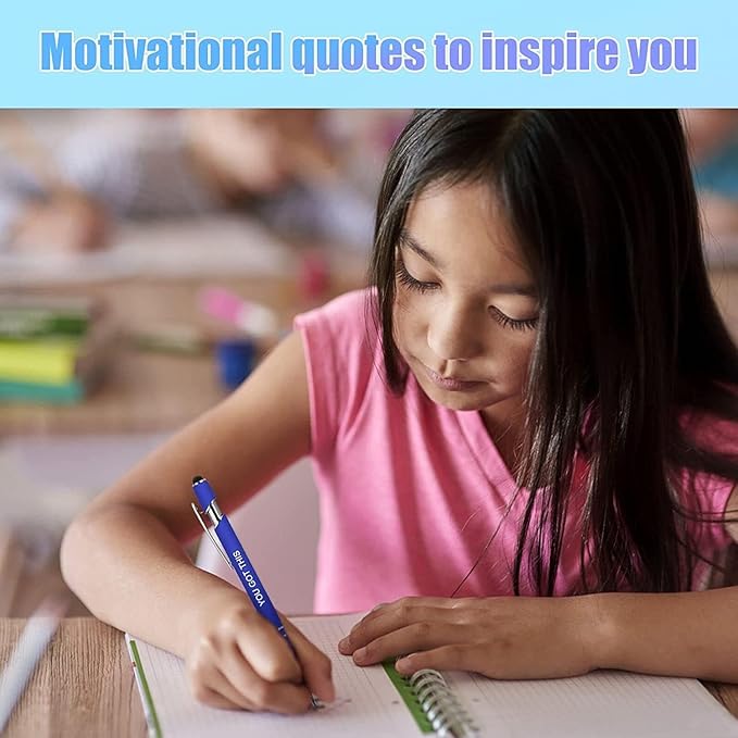 Greengines 20 Pcs Inspirational Pens - Motivational Ballpoint Pens Bulk with quotes Stylus Tip Gifts for School Office Supplies Black Ink