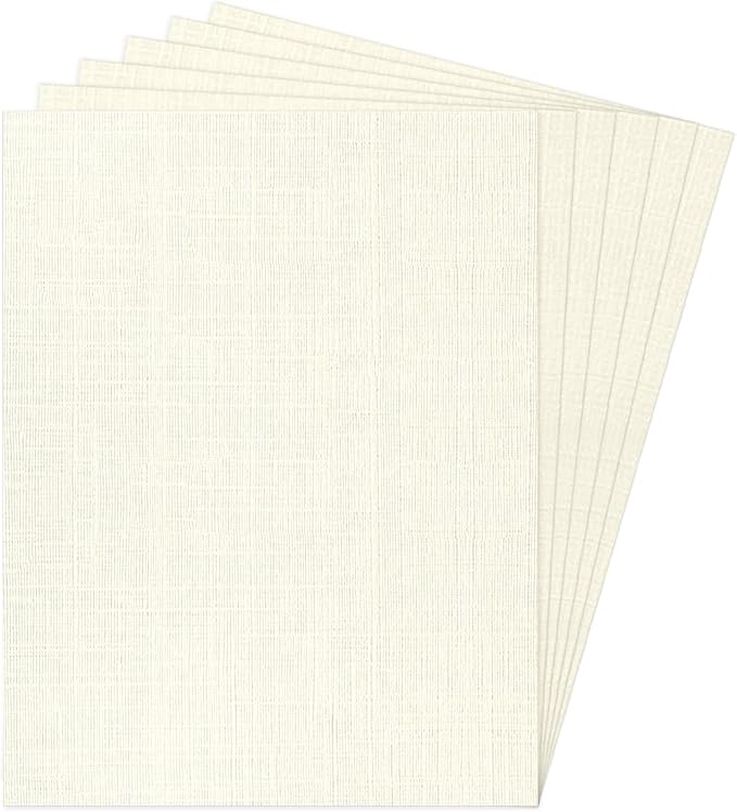 8.5 x 11 Ivory Linen Paper Textured Cardstock 100lb | Goefun Light Cream Thick Paper, Linen Textured Cardstock 100 Pack for Printing, Resume, Invitations, Artworks and Crafting