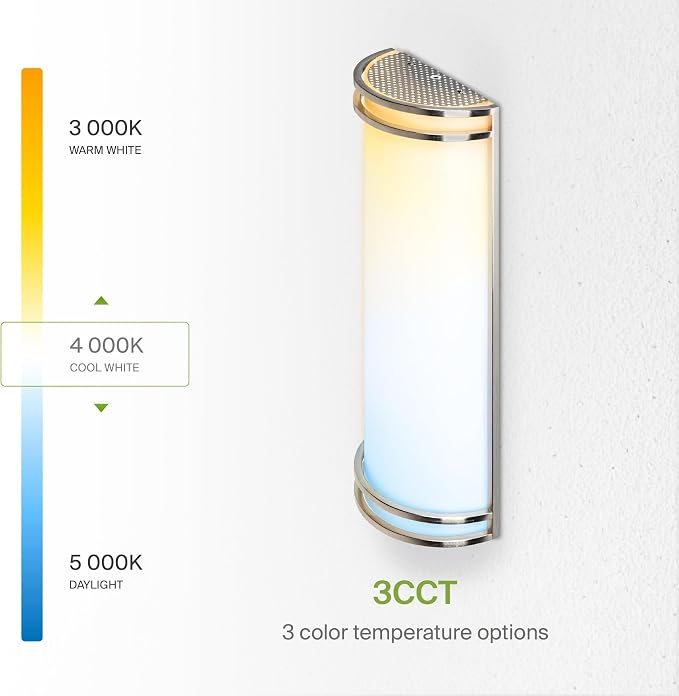 ASD Indoor LED Wall Sconce Lights - 18 Inch 25W Brushed Nickel Modern LED Wall Sconces Hardwired - ETL Dimmable 3000K 4000K 5000K Adjustable Sconce Light Fixture for Bedroom, Hallway