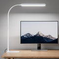 SUPERDANNY Eye-Caring LED Desk Lamp Work Lamp Office Lamp with Base | White, Touch Control, 360° Flexible Gooseneck, 3 Modes Smooth Dimming, Memory Function, Adapter, Metal, for Home Office Dorm