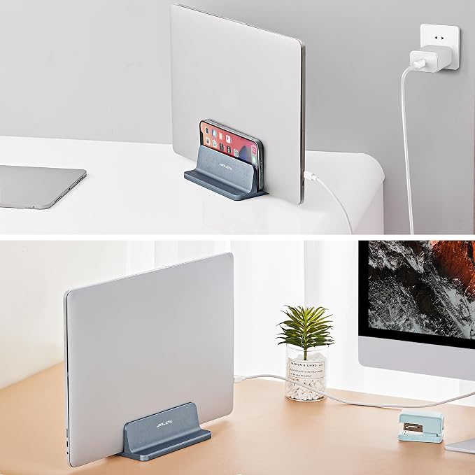 JARLINK Vertical Laptop Stand, Adjustable Aluminum Desktop Holder, Gray | Vertical Laptop Holder Fits up to 17.3" Notebooks, Space-saving Desktop Organizer for MacBook, Surface, Dell & Gaming Laptops