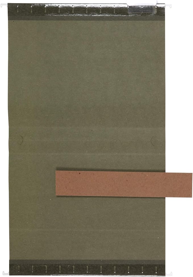 Amazon Basics Hanging File Folders, Letter Size, Standard Green, 1/5-Cut Adjustable Tabs, Reinforced Extra Capacity for Bulky Files, 25 Per Box