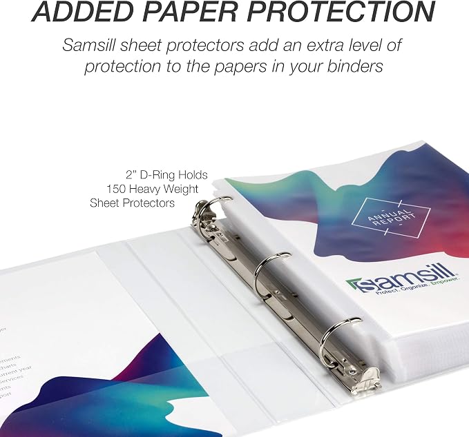 Samsill Durable 2 inch 3 Ring Binder, D Ring Binder, 100% Recycled Chipboard, White