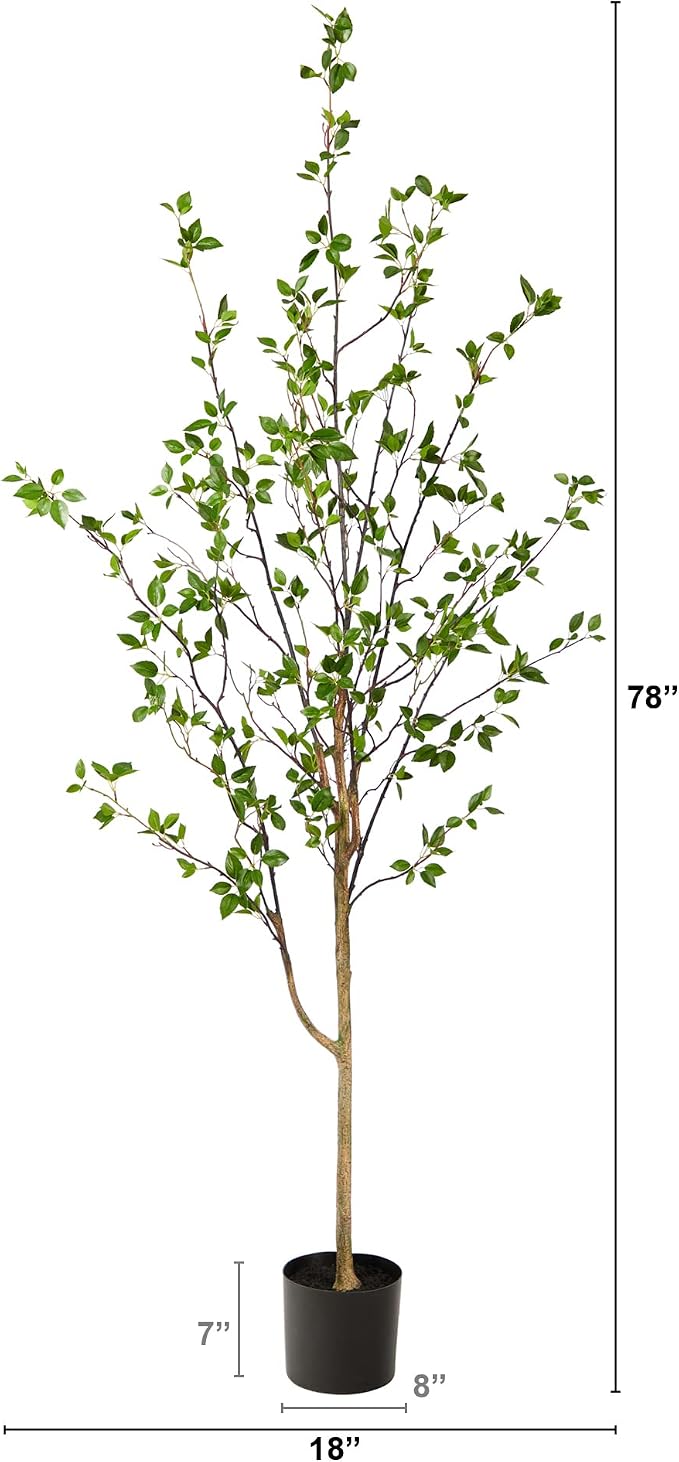 Nearly Natural 6.5 ft Minimalist Citrus Artificial Tree with Nursery Pot | Bendable Branches, Realistic 78-Inch, Fake Tree, Ideal for Indoor Home, Living Room, and Office Decor