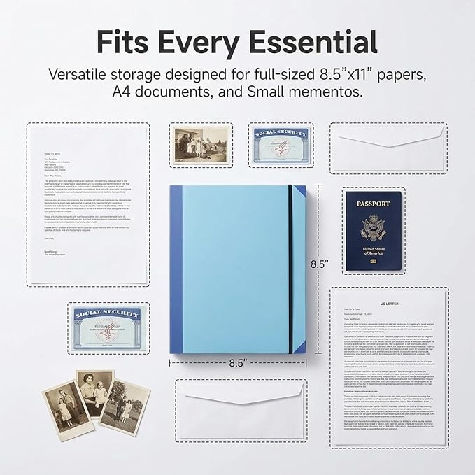 Document Organizer, Emergency Document Organizer - Veleron Life Organizer for Important Papers, Emergency Binder, Birth Certificates, Social Security Cards, Passports, Photos, and Letters