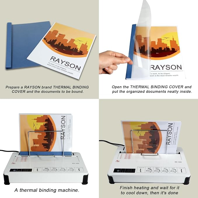 RAYSON TBC12-25 Thermal Binding Covers, 1/2 Inch, Blue Letter Size Holds 120 Sheets, 25 Pack