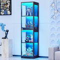 BROTTAR Glass Display Cabinet, Display Case for Collectibles, Black | 4-Tier Curio Cabinets with 3 Color Lights&Human Body Sensor, Storage Cabinet with Glass Door