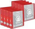 BAZIC Products 2" Red 3-Ring View Binder, Slant-D Ring, 2 Pockets, 12-Case | 2 inside pockets, 2 in Red view 3-ring binder, slant-D rings, holds up to 480 sheets, Durable poly cover