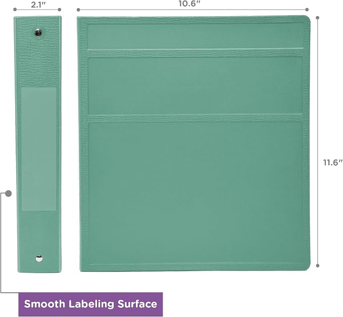 Carstens 1.5-Inch Heavy Duty 3-Ring Binder - Side Opening, Mint, Durable Plastic, No-Gap Rings, Waterproof Covers, No Pockets, Holds 250 US Letter Sheets, BPA-Free, Made in USA (2040-3R), Case of 20
