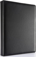 KINGFOM A4 Faux Leather Padfolio Ring Binder Business File Folder Document Holder with Card Holder (3 Ring Binder Black)