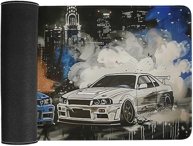 Car Large Mouse Pad Gaming R34 R32 Racing Car Anime Aesthetic Graffiti JDM Desk Mat for Keyboard and Mouse Mat Non-Slip Rubber Desk Pad 30x60cm, Style