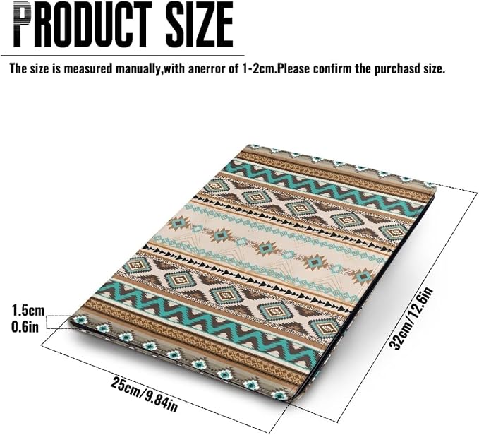 Dreaweet Southwestern Indian Tribal Pattern Leather Portfolio for Men Business Organizer,Padfolio Folder with Clipboard,Portfolio Binder for Document Organizer,Office Supplies or Business Traveling