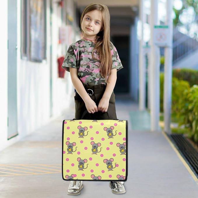 ATTX Cute Mouse Zipper Binder with Adjustable Padded Strap - 3 Ring 500 Sheet Capacity Binder Bag with Multi-Pocket Organizer, Fits 12 Inch Laptop