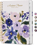 Planner 2026-2027, Monthly & Weekly Jul 2026-Jun 2027 Calendar Book | 6.3" x 8.5", Hardcover Spiral Planner with Tabs, School & Daily Pretty Agenda for Women, Students, Teachers, Violet Petals