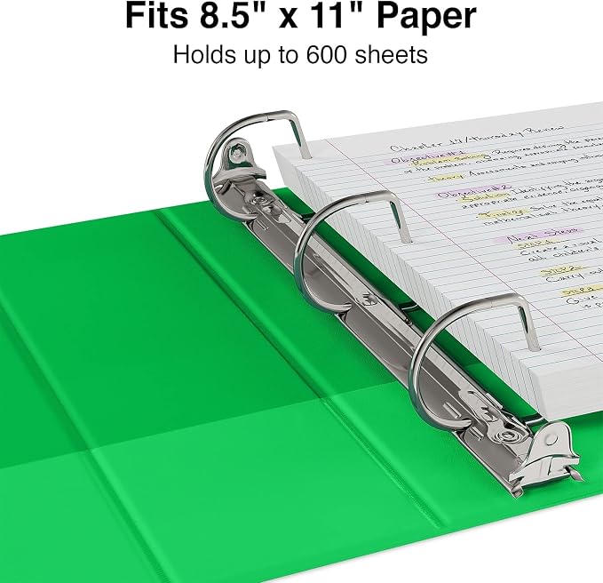 Staples Standard 3-Inch D-Ring Non-View Binder, Holds Up to 600 Sheets, Green, Large Capacity Binder for Office & School