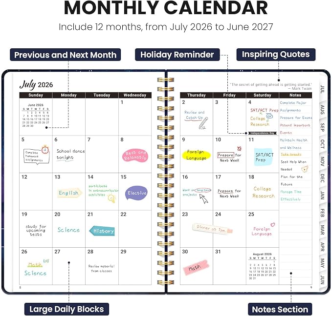 ZOTIA Planner 2026-2027 Weekly & Monthly Calendar Planner Jul 2026-Jun 2027