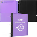 360 Degree Pivotable Binder, Upgraded 3 Ring Binder 1 inch, Flexible Binders 3 Ring, Foldable Three Ring Binders, Purple