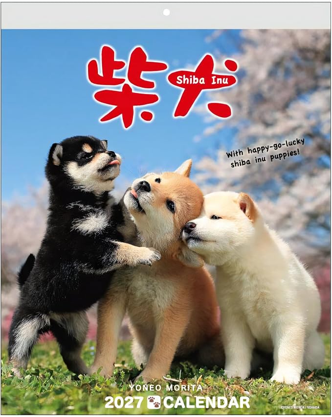 Shiba Inu Wall Calendar 2027, Cute Puppy Photos, Japanese Scenery