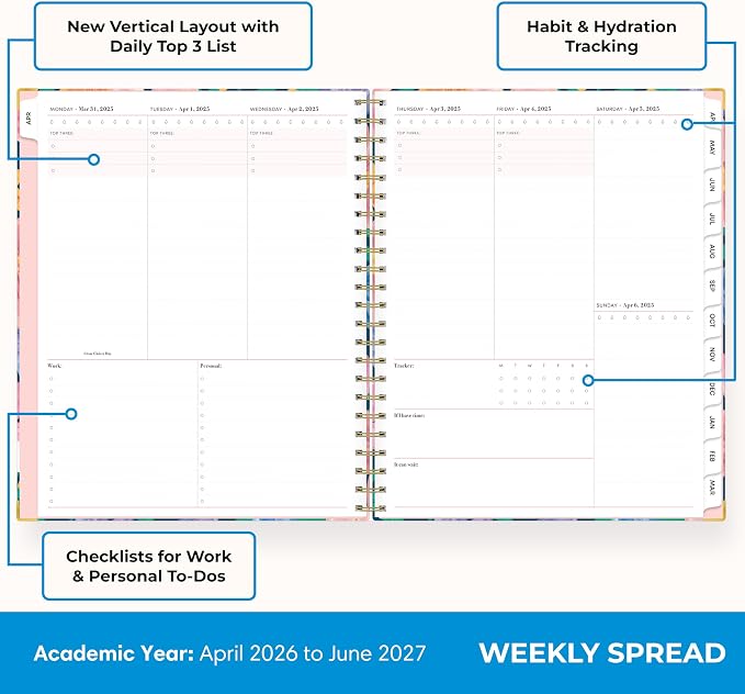 Blue Sky 2026-2027 Weekly & Monthly Academic Planner, 8.5"x11", Nerina