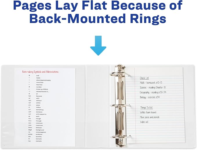 Avery Durable Clear View 3 Ring Binders, 3 Inch Binder Rings, 4 White Binders (09203)