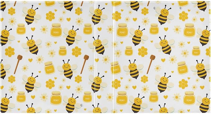 Aslsiy Bees Honey Flowers 3 Ring Binder 1.5 Inch Honey Pattern Round Clipboard Binder Decorative Harcover Binders Organizer for Office Supplies