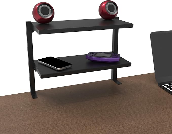 Clamp On Desk Shelf, Above or Under Office Desktop Shelves,Desk Attachment Shelf,Clip On Table Extension, Desk Extender Organizer Shelving for Gaming Organization Accessories