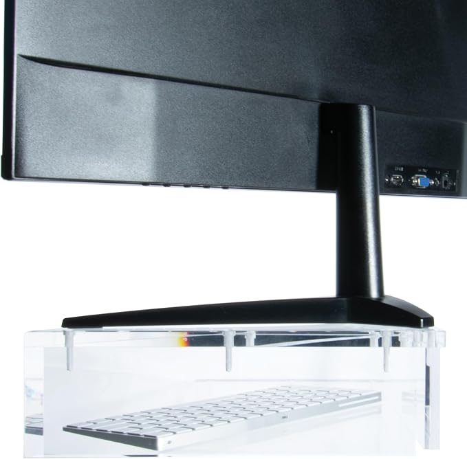 Mammoth DuraClear Acrylic Corner Monitor Stand for Desk Corners - 3.5" Elevation, Triangle Monitor Stand for Monitors with Triangular Base