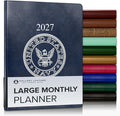Gallery Leather Large Monthly Planner 2026-2027 Acadia Navy - US Navy