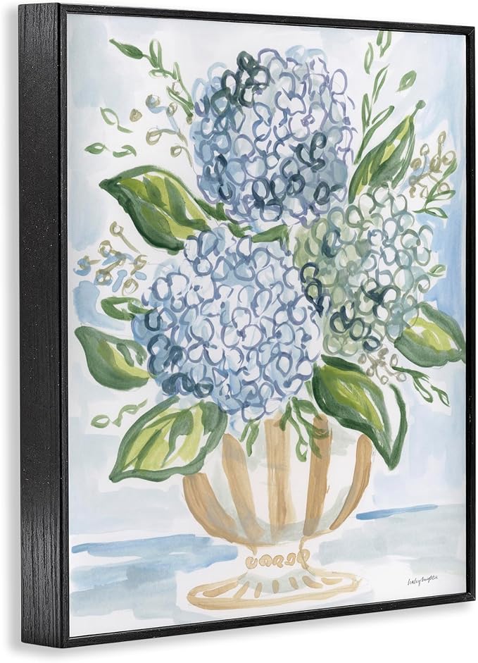 'Serena Pastel Hydrangea Bouquet'| Framed Giclee Art | Stupell Industries | Black, 11 x 14 Inches, Easy to Hang and Sturdy, Made in USA, by Haley Knighten