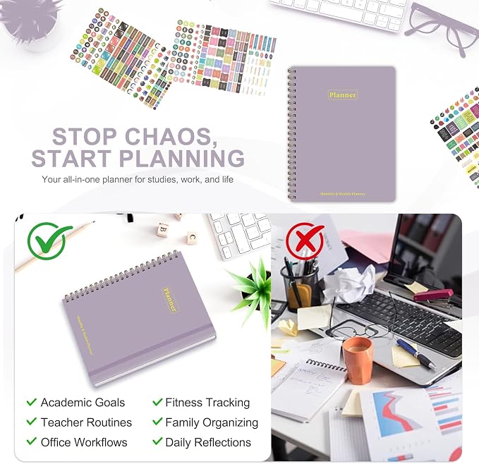 Planner 2026-2027, Academic Weekly and Monthly Calendar Planner, July 2026 - June 2027, Hardcover Spiral Agenda Book, School Supplies for Teacher Student - Letter Size(8.5" x 11")