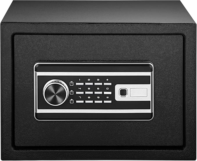 VEVOR Safe - 0.8 CU.FT Fingerprint Safe Box, Q235 Steel, 2 Keys & Digital Keypad for Money, Jewelry, Pistols, Documents, Watches - Home, Office & Hotel