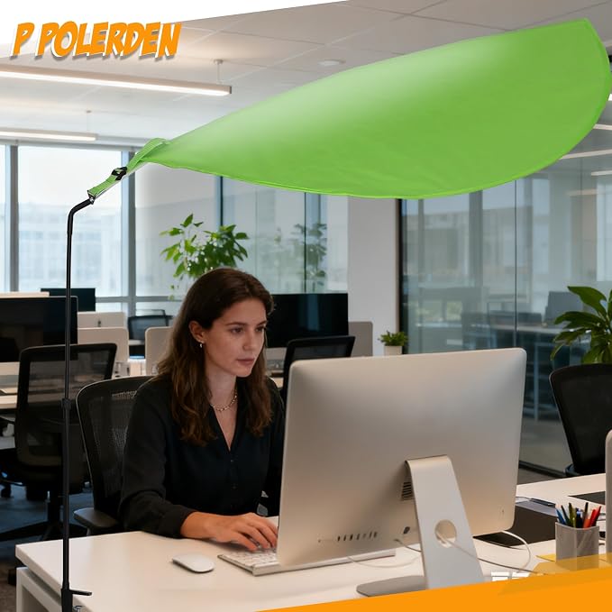 P Polerden Upgrade Office Cubicle Desk Shade （Green） | Adjustable Cubicle Light Shield and Office Shade to Block Overhead Light & Reduce Glar