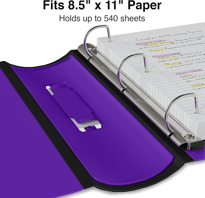 Staples Better 2-Inch 3-Ring Binder, Purple, Heavy-Duty | Reinforced binder built for school and office document organization.